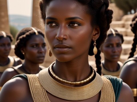 Regal African Woman in Traditional Gold Jewelry