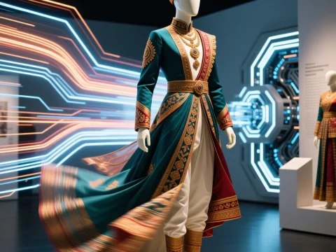 Regal Bengal Royal Prince Dress Display in Futuristic Gallery
