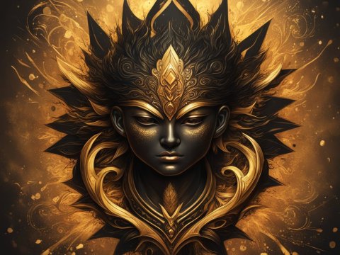 Regal Black and Gold Mythical Portrait