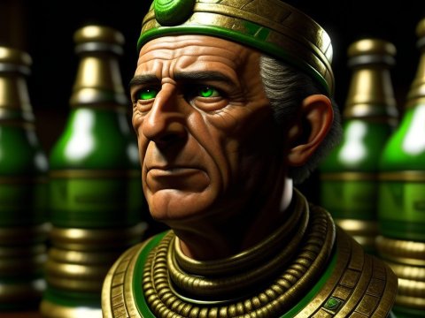 Regal Elder with Green Eyes and Ornate Crown