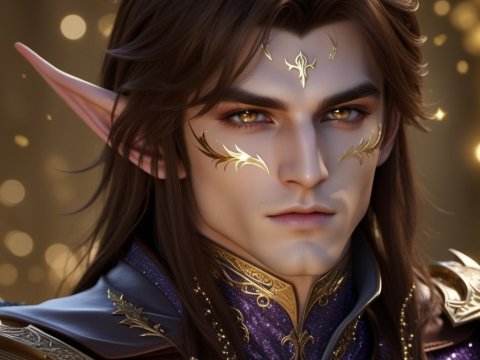 Regal Elven Warrior with Golden Markings