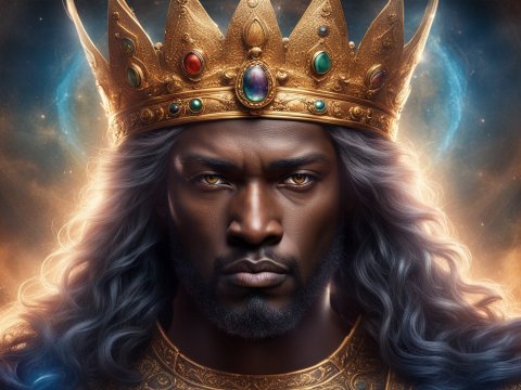 Regal King with Golden Crown and Mystical Aura