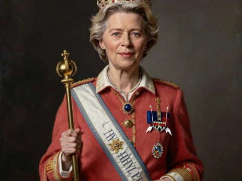 Regal Portrait of a Woman in Royal Attire with Crown and Scepter