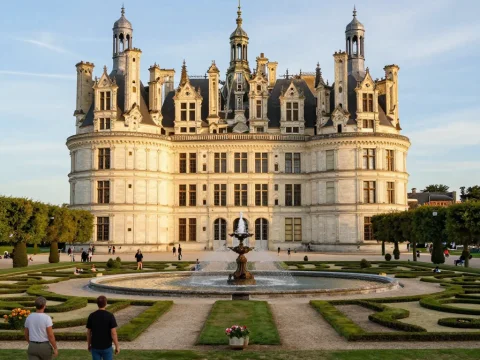 Renaissance Castle with Formal Garden in Summer Light