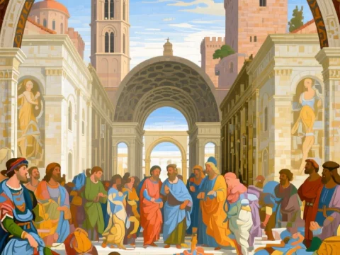 Renaissance Festival Poster with Classical Architecture