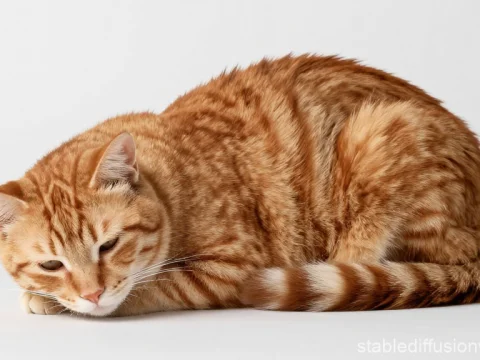 Resting Orange Tabby Cat with Striped Fur