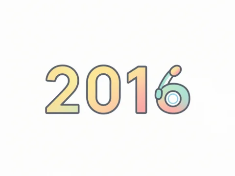 Retro 2016 Year Icon with Gradient Colors