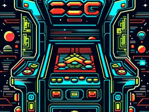 Retro Arcade Machine Neon Illustration