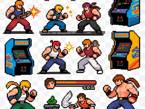 Retro Final Fight Pixel Art Brawler Sprite Sheet
