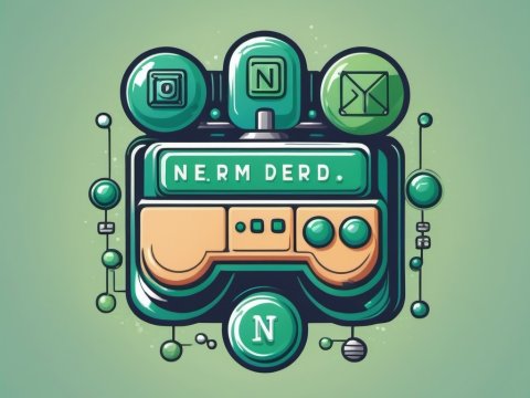 Retro Futuristic Game Controller with Nerdom Branding