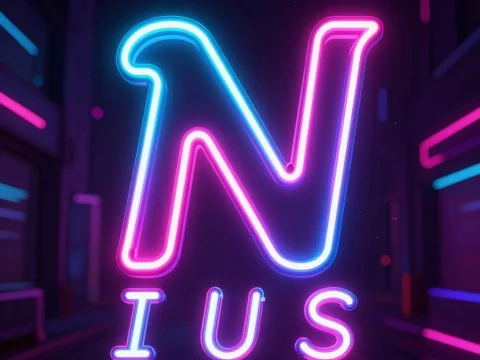 Retro Futuristic Neon N Logo with Vibrant Colors