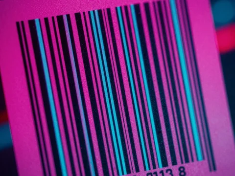 Retro Neon Barcode Close-Up