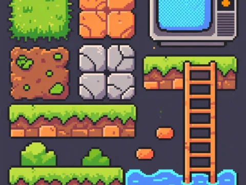 Retro Pixel Platformer Game Assets Set