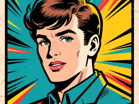 Retro Pop Art Portrait of a Young Man