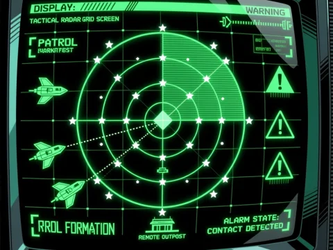 Retro Sci-Fi Tactical Radar Grid Screen