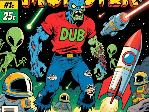 Retro Sci-Fi Zombie Monster Comic Cover