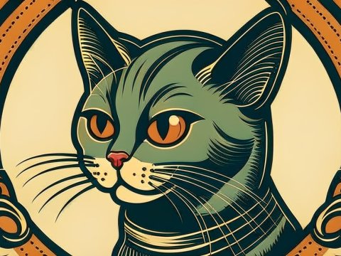 Retro Style Cat Logo Illustration