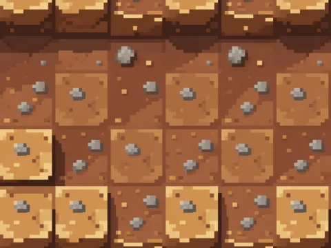 Retro Voxel Dirt Block Pattern