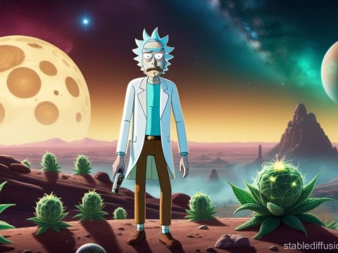 Rick Sanchez on an Alien Desert Planet