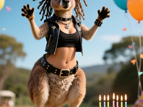 Rocking Kangaroo Birthday Party with Punk Style