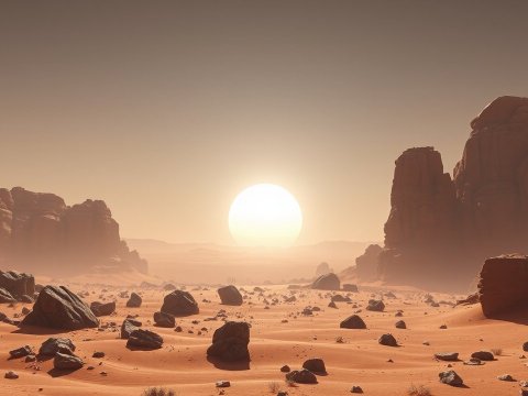 Rocky Desert Landscape at Sunset