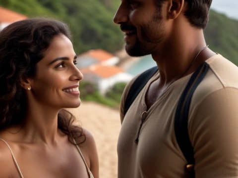 Romantic Couple Sharing a Moment Outdoors