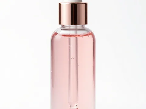 Rose Gold Cosmetic Dropper Bottle with Pink Serum