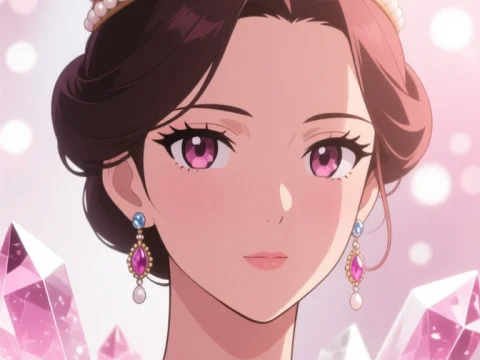 Rose Queen Anime Portrait with Elegant Jewelry