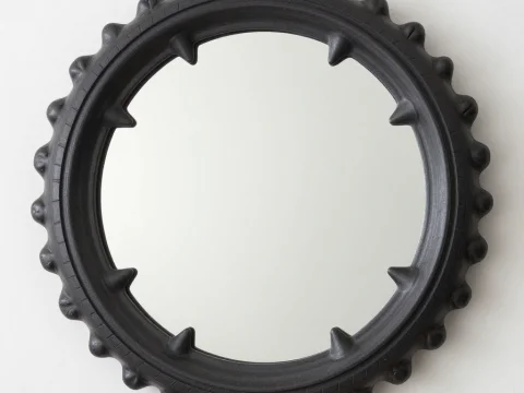 Round Mirror with Organic Spike Frame