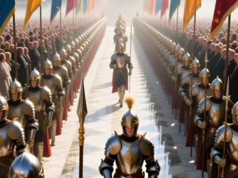 Royal Honor Guard Parade in Front of Grand Palace