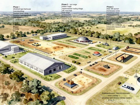 Rugged Watercolor Training Campus Aerial View