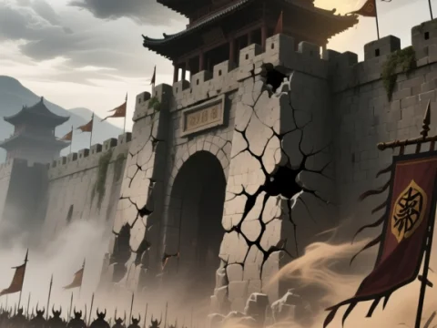 Ruined Wuxia Frontier Pass with Magical Sigil