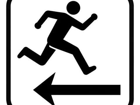Running Person Icon with Left Arrow