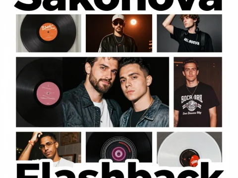 Sakonova Flashback Album Cover with Vinyl Records and Artists