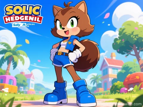 Sally Acorn Inspired Cartoon Character in Blue Outfit