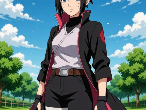 Sarada Uchiha from Boruto in Outdoor Setting