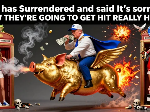 Satirical War Pig with Political Commentary