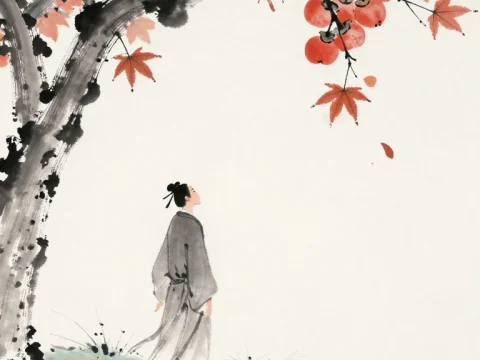 Scholar Contemplating Under Persimmon Tree