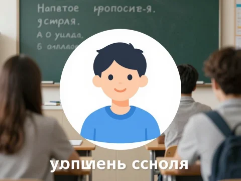 School Classroom with Student Avatar Illustration