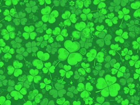 Seamless Pattern of Green Shamrocks for St. Patrick's Day