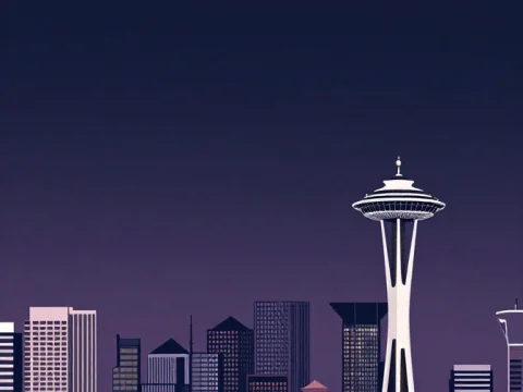 Seattle Cityscape at Dusk with Space Needle