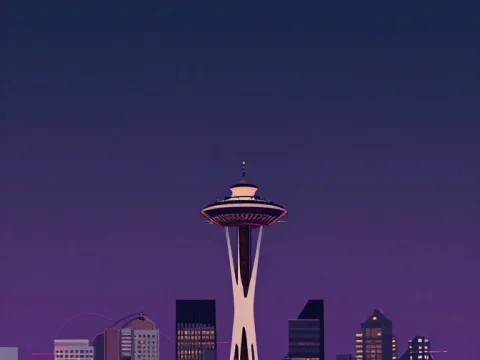 Seattle Skyline with Space Needle at Dusk