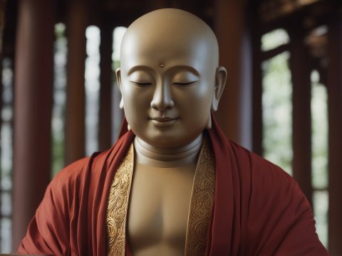 Serene Buddha Statue in Traditional Robes