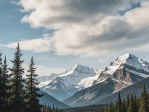Serene Canadian Mountain River Landscape