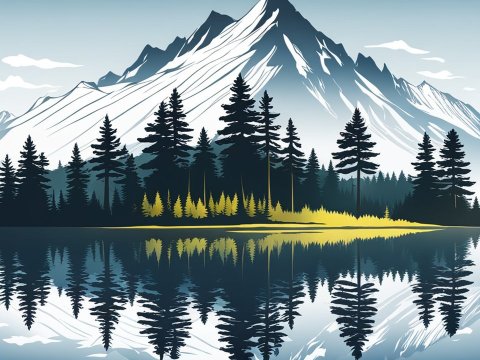 Serene Fir Forest by a Mountain Lake