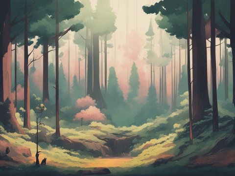 Serene Forest Clearing with Soft Light