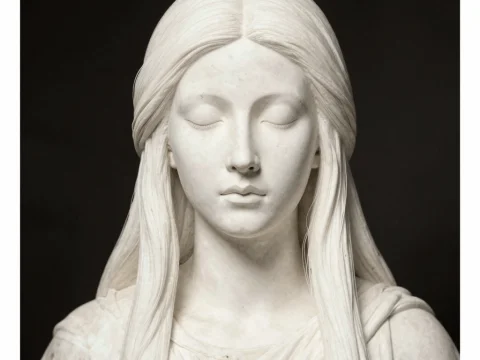 Serene Marble Sculpture of a Woman with Closed Eyes
