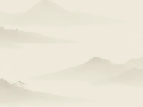 Serene Misty Mountains in Elegant Ink Wash Style
