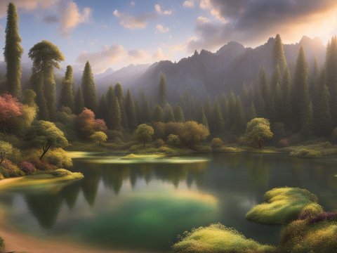 Serene Mountain Lake at Sunrise