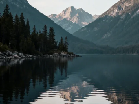 Serene Mountain Lake with Majestic Reflections